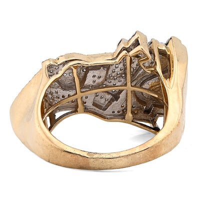 10K Yellow Gold 1.05CT "$", "Electric Plug", "Gun" Men Custom Natural Diamond Ring - Elite Jewelers - Rings