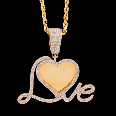 10k Yellow Gold 1.05CTW Natural Diamond Love Picture Memory Pendant 6.2g Charm - Elite Jewelers - Charms & Pendants