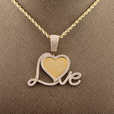 10k Yellow Gold 1.05CTW Natural Diamond Love Picture Memory Pendant 6.2g Charm - Elite Jewelers - Charms & Pendants