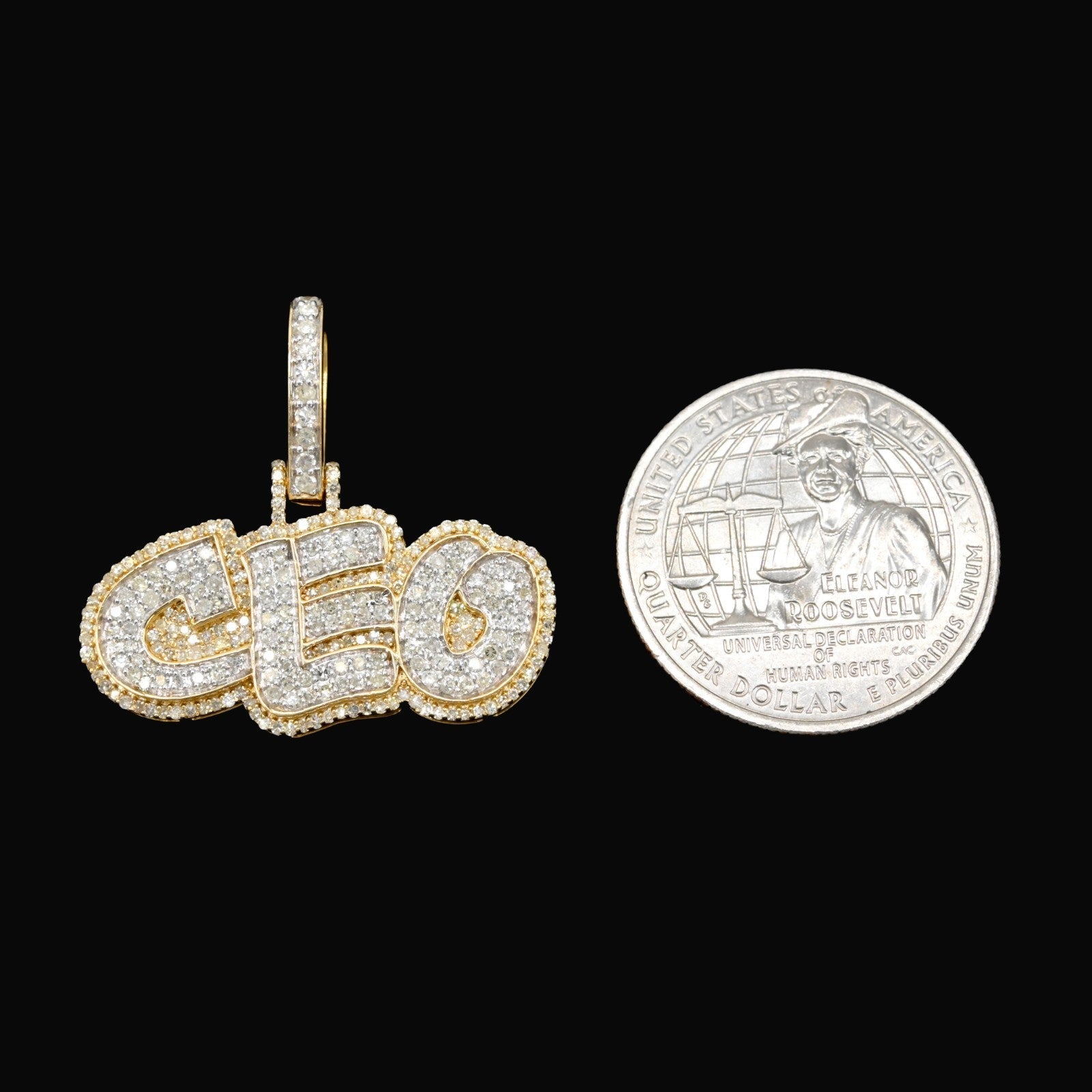 10k Yellow Gold 1.05CTW Natural Round Diamond "CEO" Pendant 4.2g Classic Charm - Elite Jewelers - Charms & Pendants