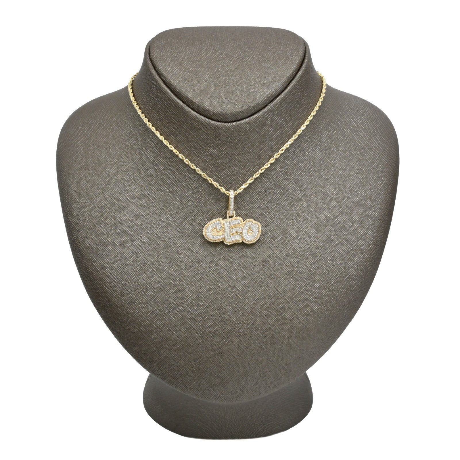 10k Yellow Gold 1.05CTW Natural Round Diamond "CEO" Pendant 4.2g Classic Charm - Elite Jewelers - Charms & Pendants