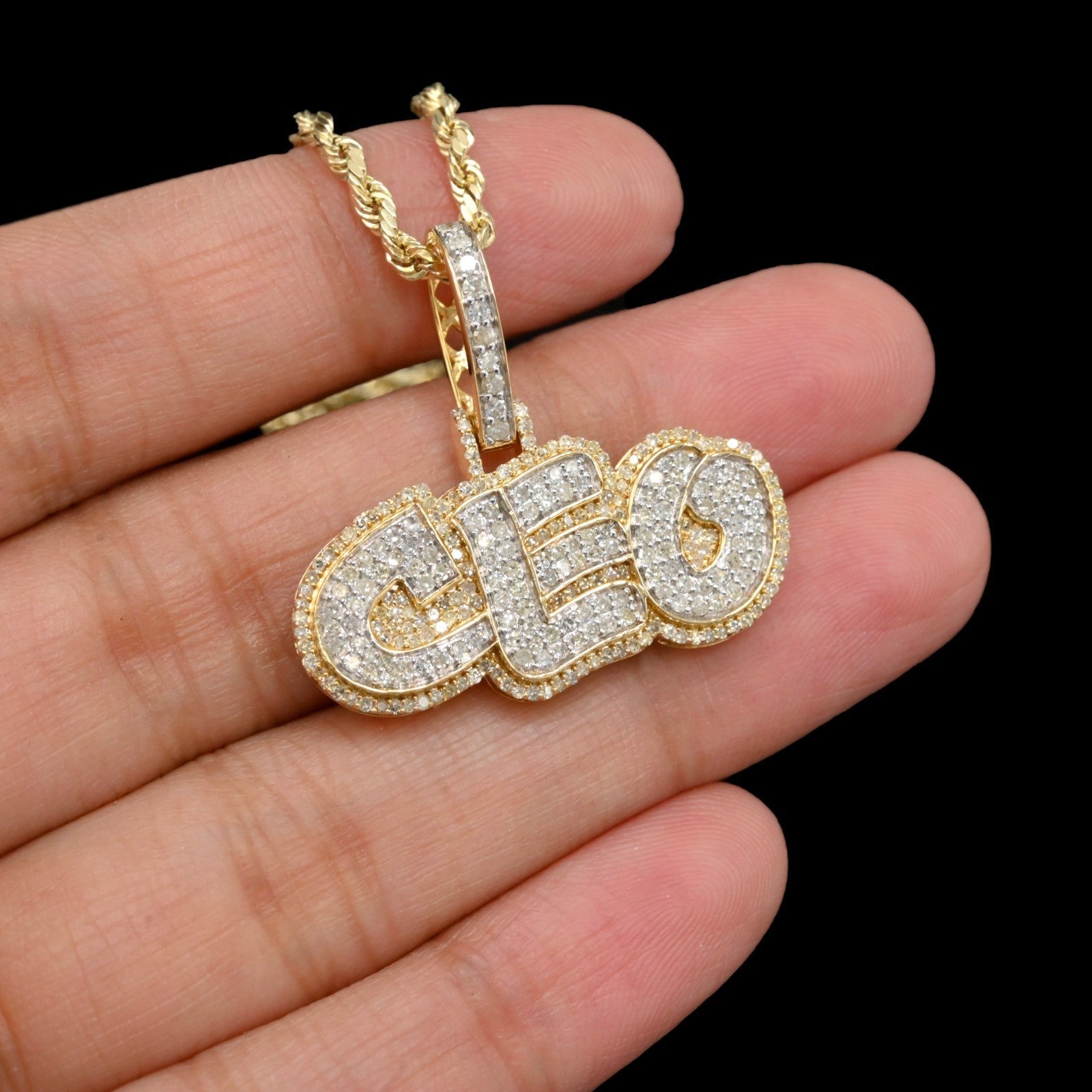10k Yellow Gold 1.05CTW Natural Round Diamond "CEO" Pendant 4.2g Classic Charm - Elite Jewelers - Charms & Pendants