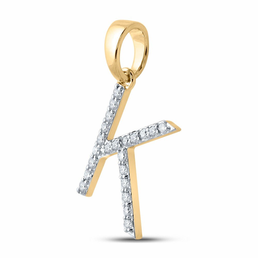 10k Yellow Gold 1.05gms 0.17CTW Natural Diamond Initial "K" Letter Pendant Charm - Elite Jewelers - Charms & Pendants