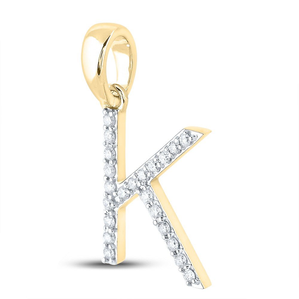10k Yellow Gold 1.05gms 0.17CTW Natural Diamond Initial "K" Letter Pendant Charm - Elite Jewelers - Charms & Pendants