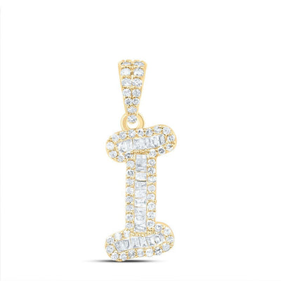 10k Yellow Gold 1.05gms 0.26CTW Natural Diamond Initial "I" Letter Pendant Charm - Elite Jewelers - Charms & Pendants