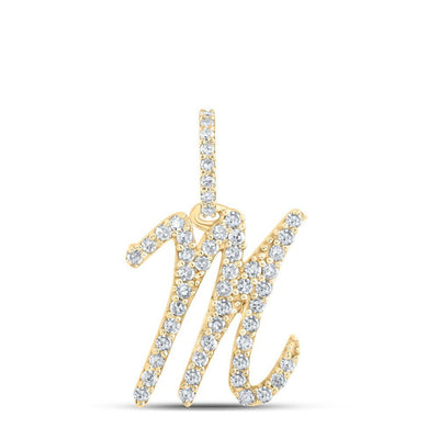 10k Yellow Gold 1.06gms 0.21CTW Natural Diamond Initial "M" Letter Pendant Charm - Elite Jewelers - Charms & Pendants