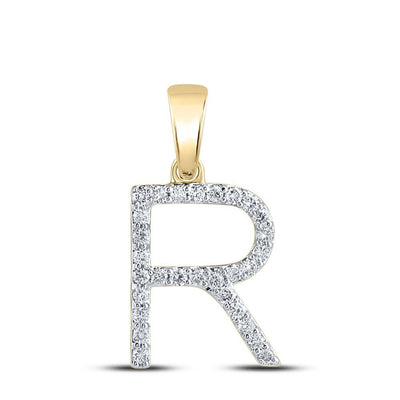 10k Yellow Gold 1.07gms 0.22CTW Natural Diamond Initial "R" Letter Pendant Charm - Elite Jewelers - Charms & Pendants