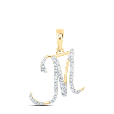 10k Yellow Gold 1.08gms 0.17CTW Natural Diamond Initial "M" Letter Pendant Charm - Elite Jewelers - Charms & Pendants