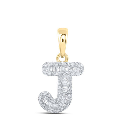 10k Yellow Gold 1.08gms 0.3CTW Natural Diamond Initial "J" Letter Pendant Charm - Elite Jewelers - Charms & Pendants