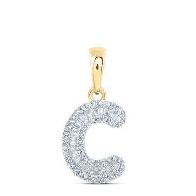10k Yellow Gold 1.09gms 0.26CTW Natural Diamond Initial "C" Letter Pendant Charm - Elite Jewelers - Charms & Pendants