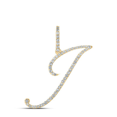10k Yellow Gold 1.09gms 0.35CTW Natural Diamond Initial "J" Letter Pendant Charm - Elite Jewelers - Charms & Pendants