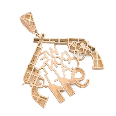 10k Yellow Gold 10g 1.05CTW Natural Diamond "WE DONT CALL 911" Gun Pendant Charm - Elite Jewelers - Charms & Pendants