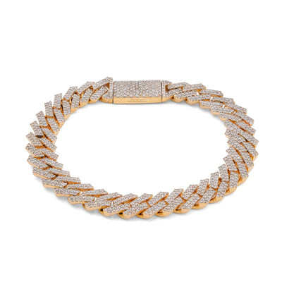 10K Yellow Gold 10MM Natural Diamond Prong Cuban Link 6.5CT Men 8" Bracelet - Elite Jewelers-Bracelets