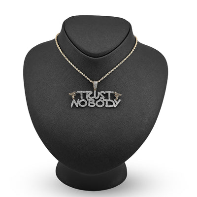 10K Yellow Gold 1.10CT Natural Diamond "Trust Nobody" Gun Men Pendant Women 2.5" Charm - Elite Jewelers - Charms & Pendants