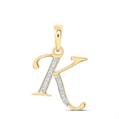10k Yellow Gold 1.11gms 0.07CTW Natural Diamond Initial "K" Letter Pendant Charm - Elite Jewelers - Charms & Pendants