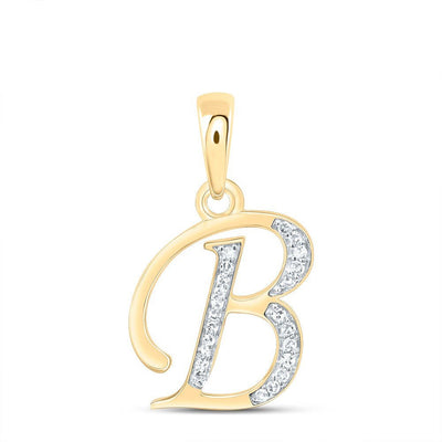 10k Yellow Gold 1.11gms 0.09CTW Natural Diamond Initial "B" Letter Pendant Charm - Elite Jewelers - Charms & Pendants