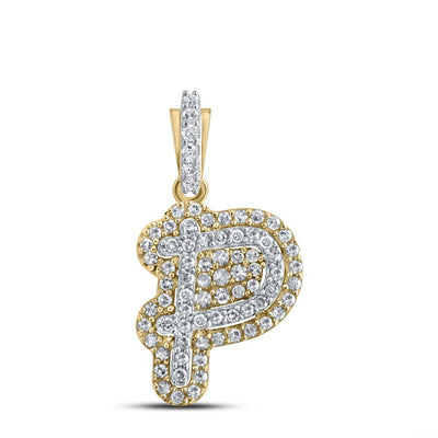 10k Yellow Gold 1.11gms 0.2CTW Natural Diamond Initial "P" Letter Pendant Charm - Elite Jewelers - Charms & Pendants