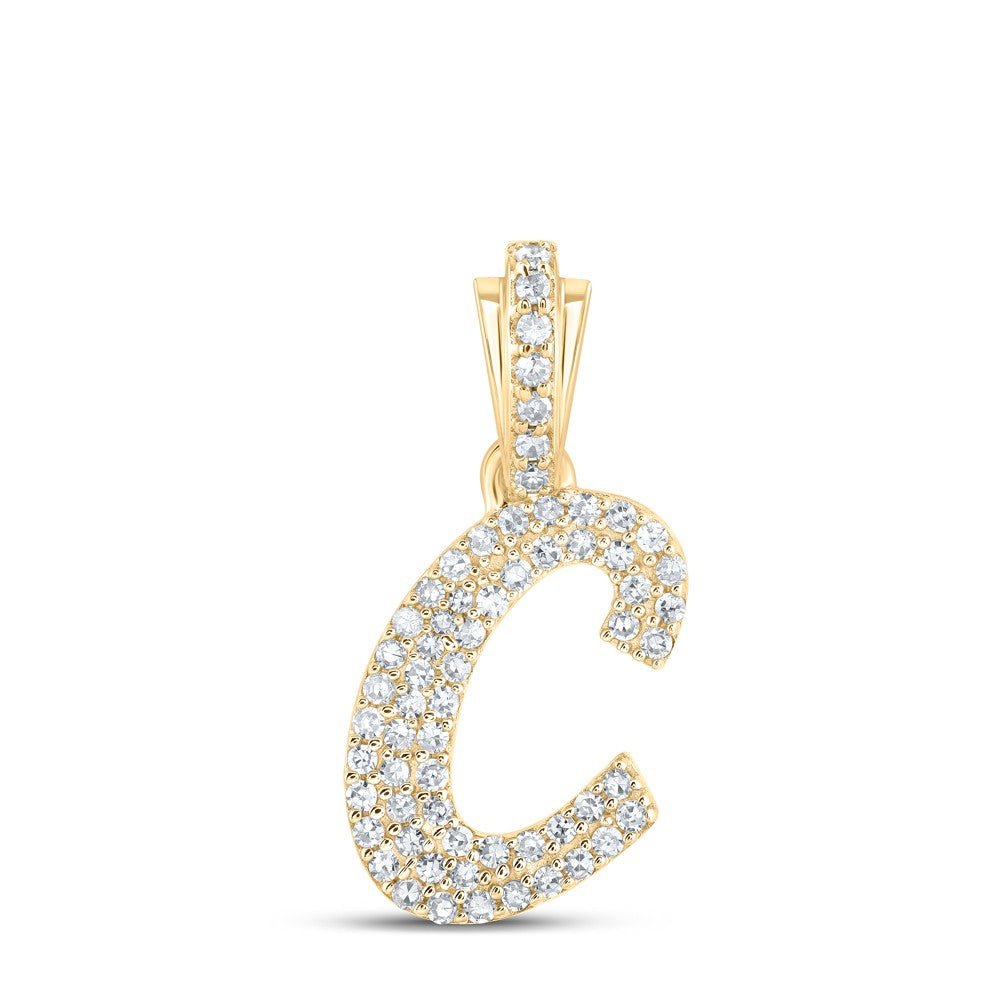 10k Yellow Gold 1.13gms 0.26CTW Natural Diamond Initial "C" Letter Pendant Charm - Elite Jewelers - Charms & Pendants