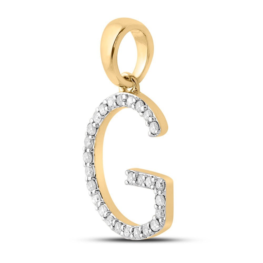10k Yellow Gold 1.13gms 0.2CTW Natural Diamond Initial "G" Letter Pendant Charm - Elite Jewelers - Charms & Pendants
