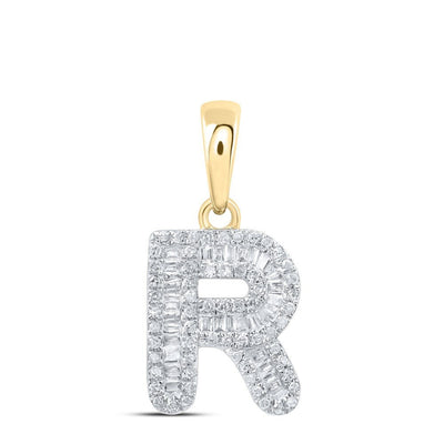 10k Yellow Gold 1.15gms 0.36CTW Natural Diamond Initial "R" Letter Pendant Charm - Elite Jewelers - Charms & Pendants