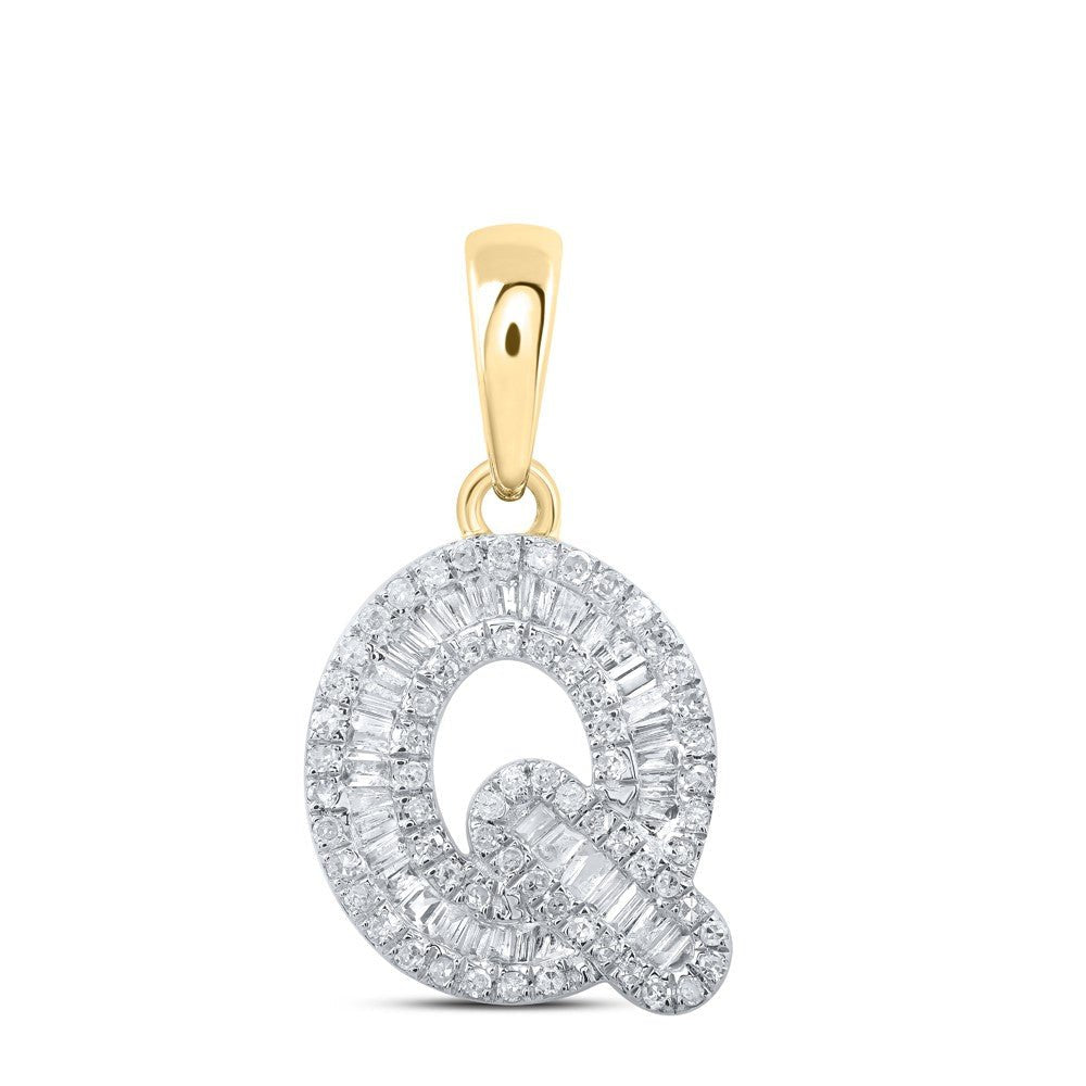 10k Yellow Gold 1.15gms 0.4CTW Natural Diamond Initial "Q" Letter Pendant Charm - Elite Jewelers - Charms & Pendants