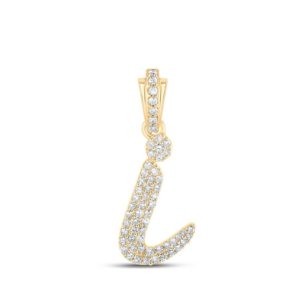 10k Yellow Gold 1.16gms 0.26CTW Natural Diamond Initial "I" Letter Pendant Charm - Elite Jewelers - Charms & Pendants