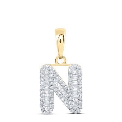 10k Yellow Gold 1.19gms 0.34CTW Natural Diamond Initial "N" Letter Pendant Charm - Elite Jewelers - Charms & Pendants