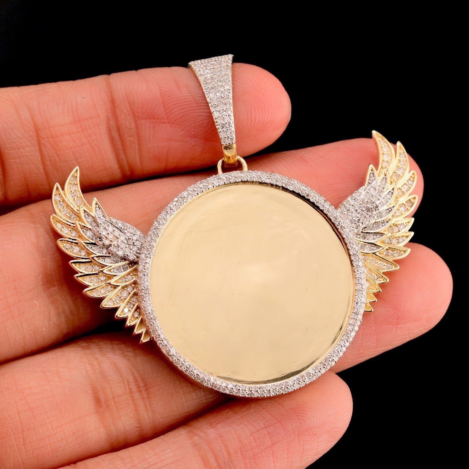 10k Yellow Gold 1.1CTW Natural Round Diamond Picture Memory Pendant 9.2g Charm - Elite Jewelers - Charms & Pendants