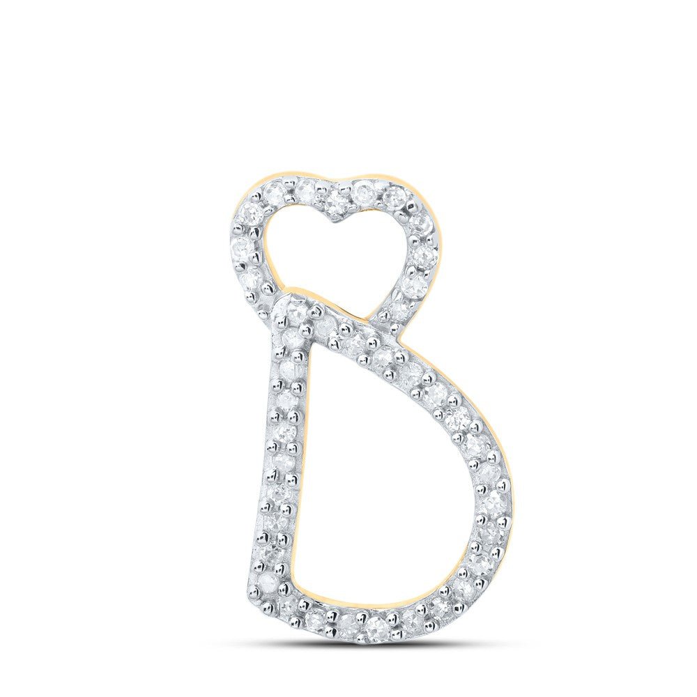 10k Yellow Gold 1.1gms 0.12CTW Natural Diamond Initial "D" Heart Pendant Charm - Elite Jewelers - Charms & Pendants