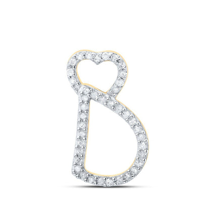 10k Yellow Gold 1.1gms 0.12CTW Natural Diamond Initial "D" Heart Pendant Charm - Elite Jewelers - Charms & Pendants