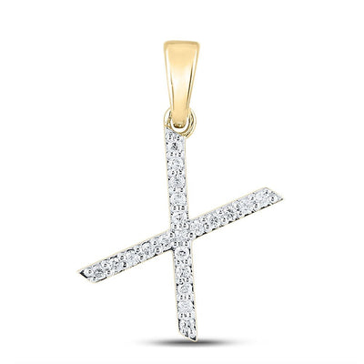 10k Yellow Gold 1.1gms 0.16CTW Natural Diamond Initial "X" Letter Pendant Charm - Elite Jewelers - Charms & Pendants