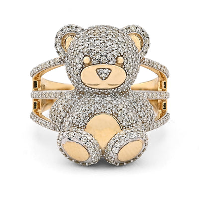 10K Yellow Gold 1.21CT Natural Diamond Teddy Bear 7.2g Women Ring - Elite Jewelers - Rings
