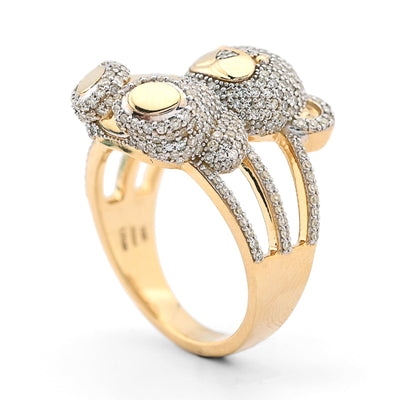 10K Yellow Gold 1.21CT Natural Diamond Teddy Bear 7.2g Women Ring - Elite Jewelers - Rings