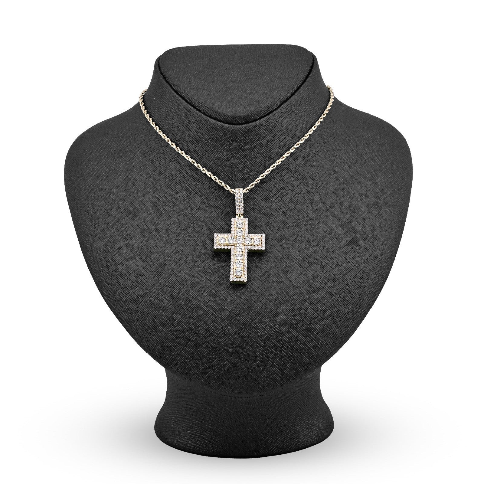 10k Yellow Gold 12.1gm 4.23CTW Lab Grown Diamond Big Pointer Cross Pendant Charm - Elite Jewelers - Charms & Pendants