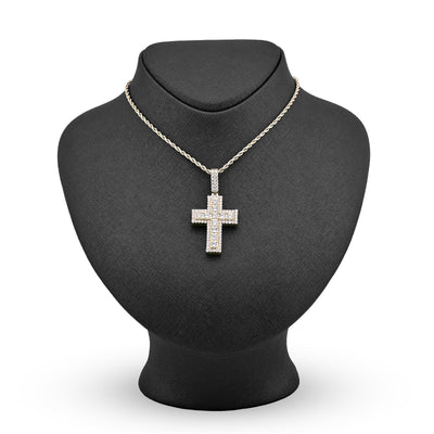 10k Yellow Gold 12.1gm 4.23CTW Lab Grown Diamond Big Pointer Cross Pendant Charm - Elite Jewelers - Charms & Pendants