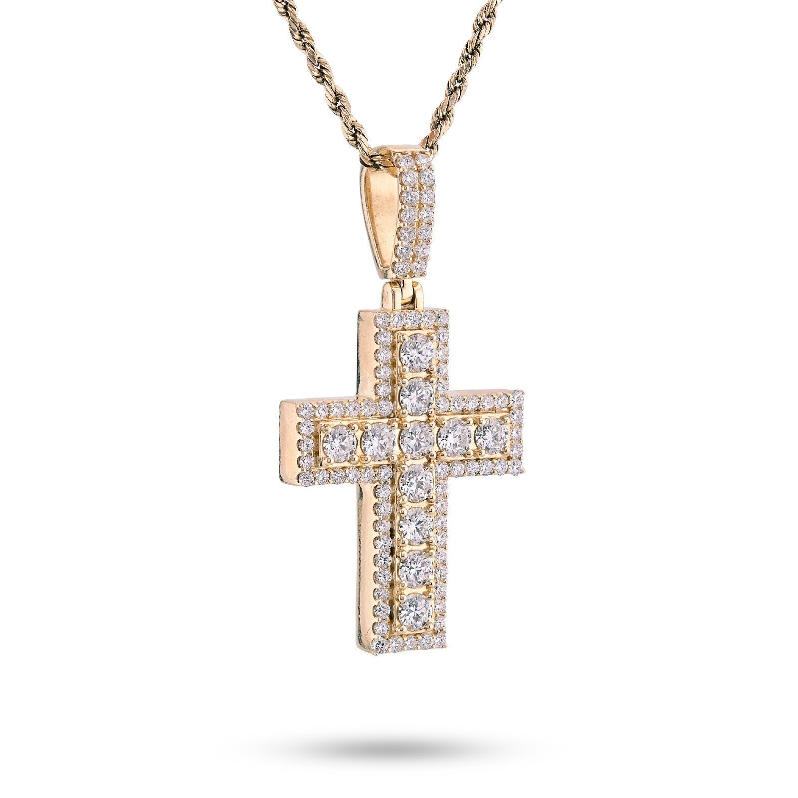 10k Yellow Gold 12.1gm 4.23CTW Lab Grown Diamond Big Pointer Cross Pendant Charm - Elite Jewelers - Charms & Pendants