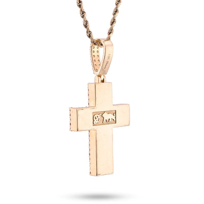 10k Yellow Gold 12.1gm 4.23CTW Lab Grown Diamond Big Pointer Cross Pendant Charm - Elite Jewelers - Charms & Pendants
