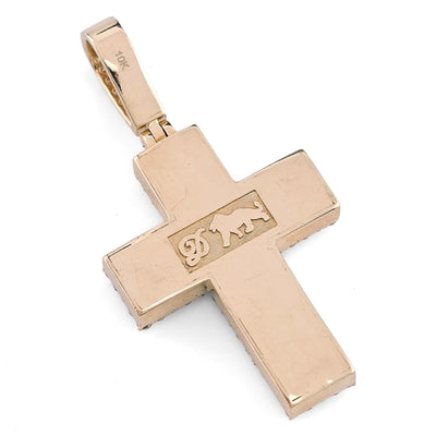 10k Yellow Gold 12.1gm 4.23CTW Lab Grown Diamond Big Pointer Cross Pendant Charm - Elite Jewelers - Charms & Pendants
