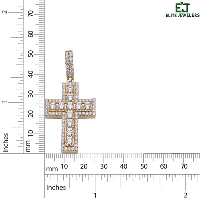 10k Yellow Gold 12.1gm 4.23CTW Lab Grown Diamond Big Pointer Cross Pendant Charm - Elite Jewelers - Charms & Pendants