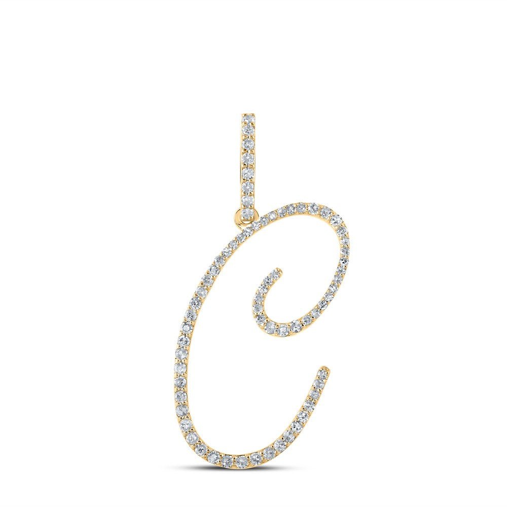 10k Yellow Gold 1.22gms 0.38CTW Natural Diamond Initial "C" Letter Pendant Charm - Elite Jewelers - Charms & Pendants