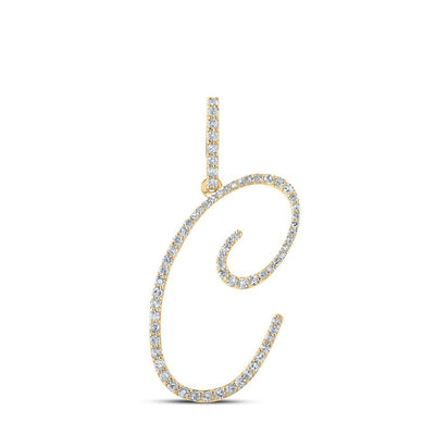 10k Yellow Gold 1.22gms 0.38CTW Natural Diamond Initial "C" Letter Pendant Charm - Elite Jewelers - Charms & Pendants
