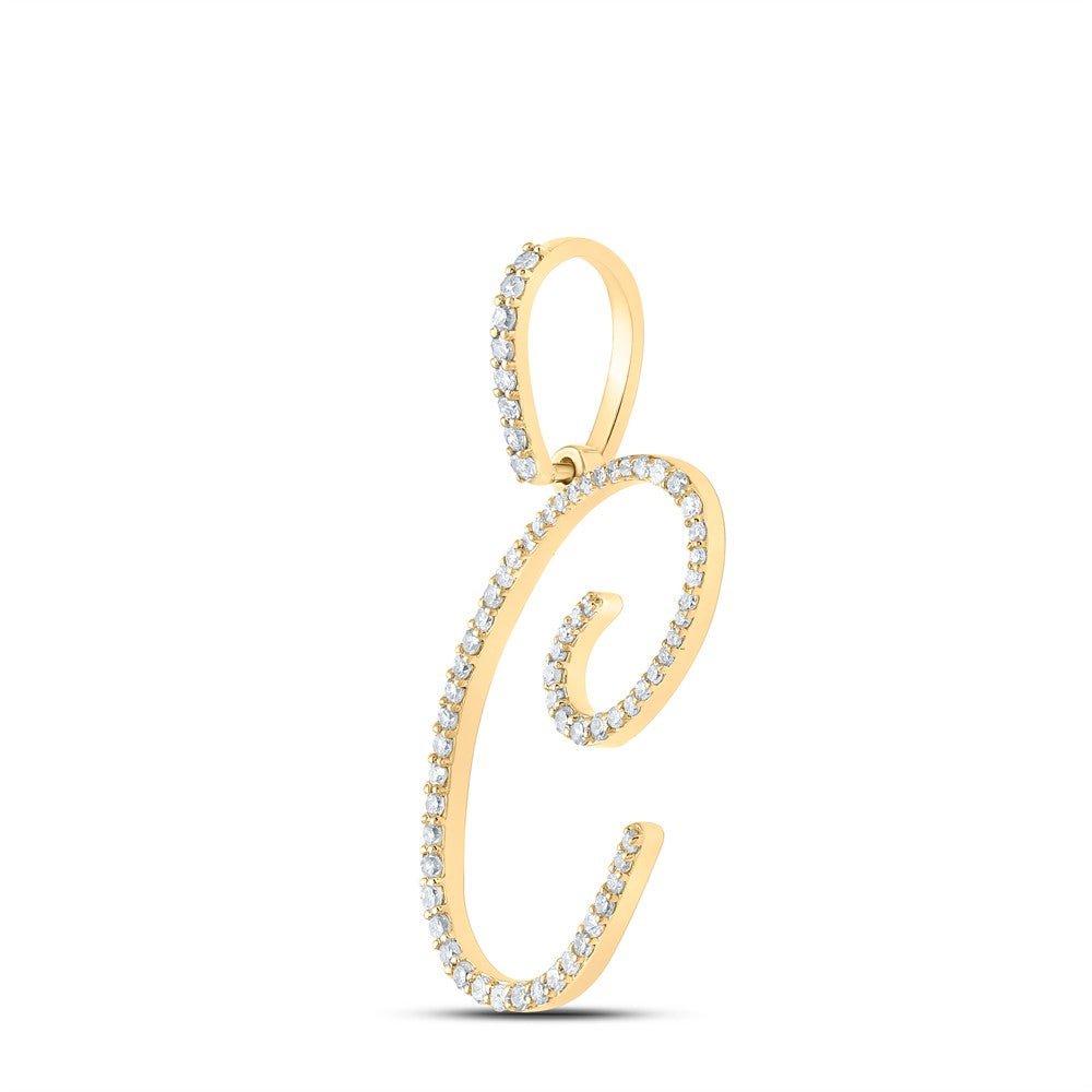 10k Yellow Gold 1.22gms 0.38CTW Natural Diamond Initial "C" Letter Pendant Charm - Elite Jewelers - Charms & Pendants