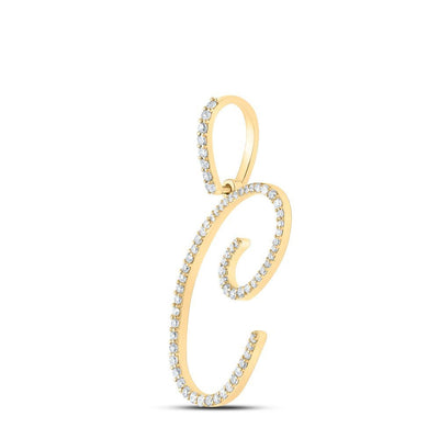 10k Yellow Gold 1.22gms 0.38CTW Natural Diamond Initial "C" Letter Pendant Charm - Elite Jewelers - Charms & Pendants