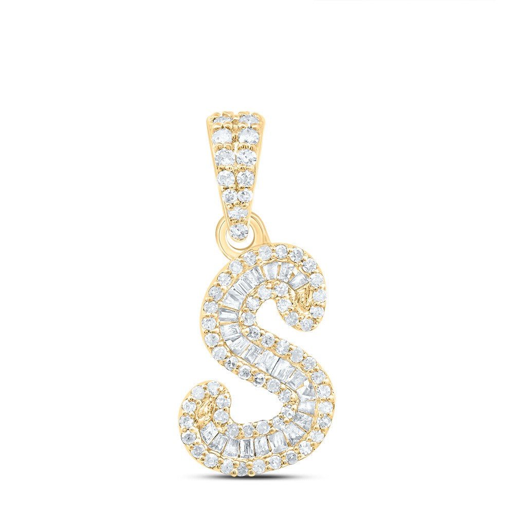 10k Yellow Gold 1.22gms 0.3CTW Natural Diamond Initial "S" Letter Pendant Charm - Elite Jewelers - Charms & Pendants