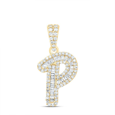 10k Yellow Gold 1.23gms 0.31CTW Natural Diamond Initial "P" Letter Pendant Charm - Elite Jewelers - Charms & Pendants