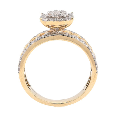 10K Yellow Gold 1.25CT Natural Diamond Cuban Link Square Women Ring - Elite Jewelers - Rings