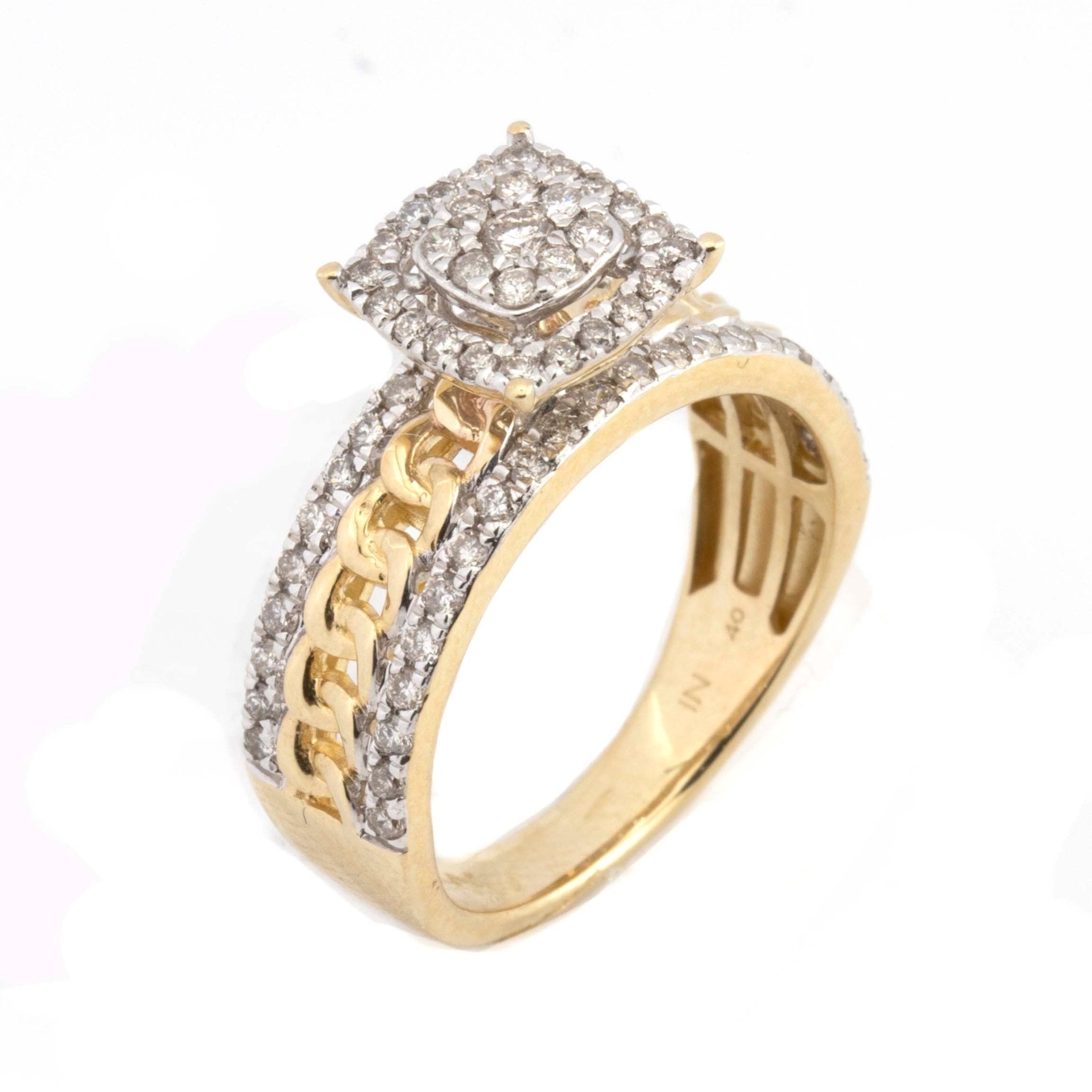 10K Yellow Gold 1.25CT Round Diamond Engagement Ring Square Top - Elite Jewelers - Rings