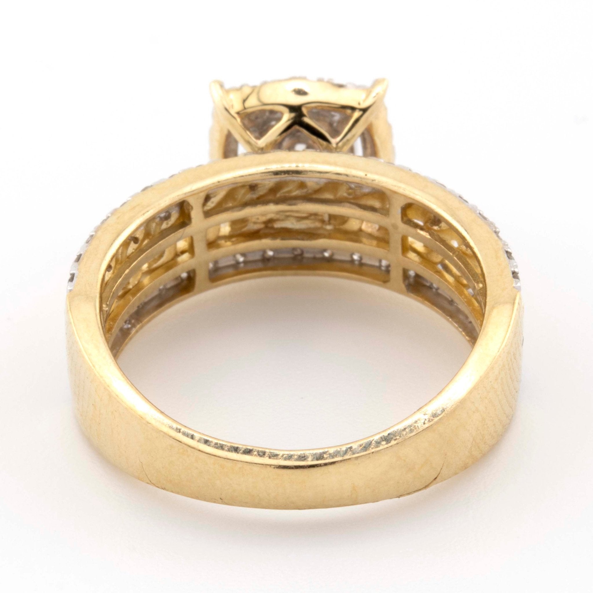 10K Yellow Gold 1.25CT Round Diamond Engagement Ring Square Top - Elite Jewelers - Rings