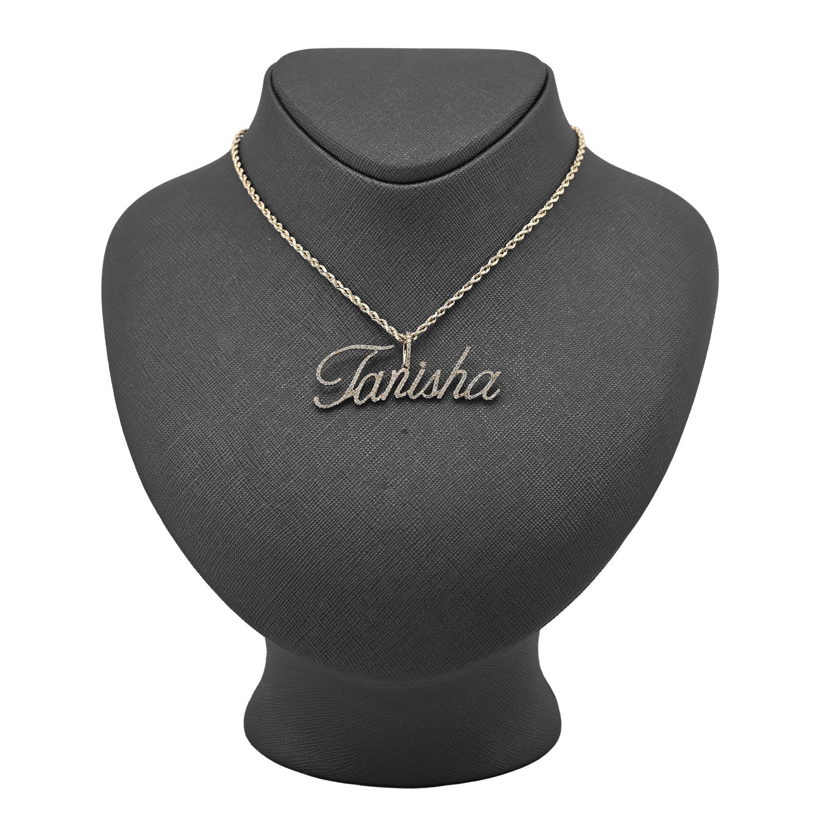10k Yellow Gold 1.25CTW Natural Diamond "Tanisha" Name Letter Pendant 3.6g Charm - Elite Jewelers - Charms & Pendants