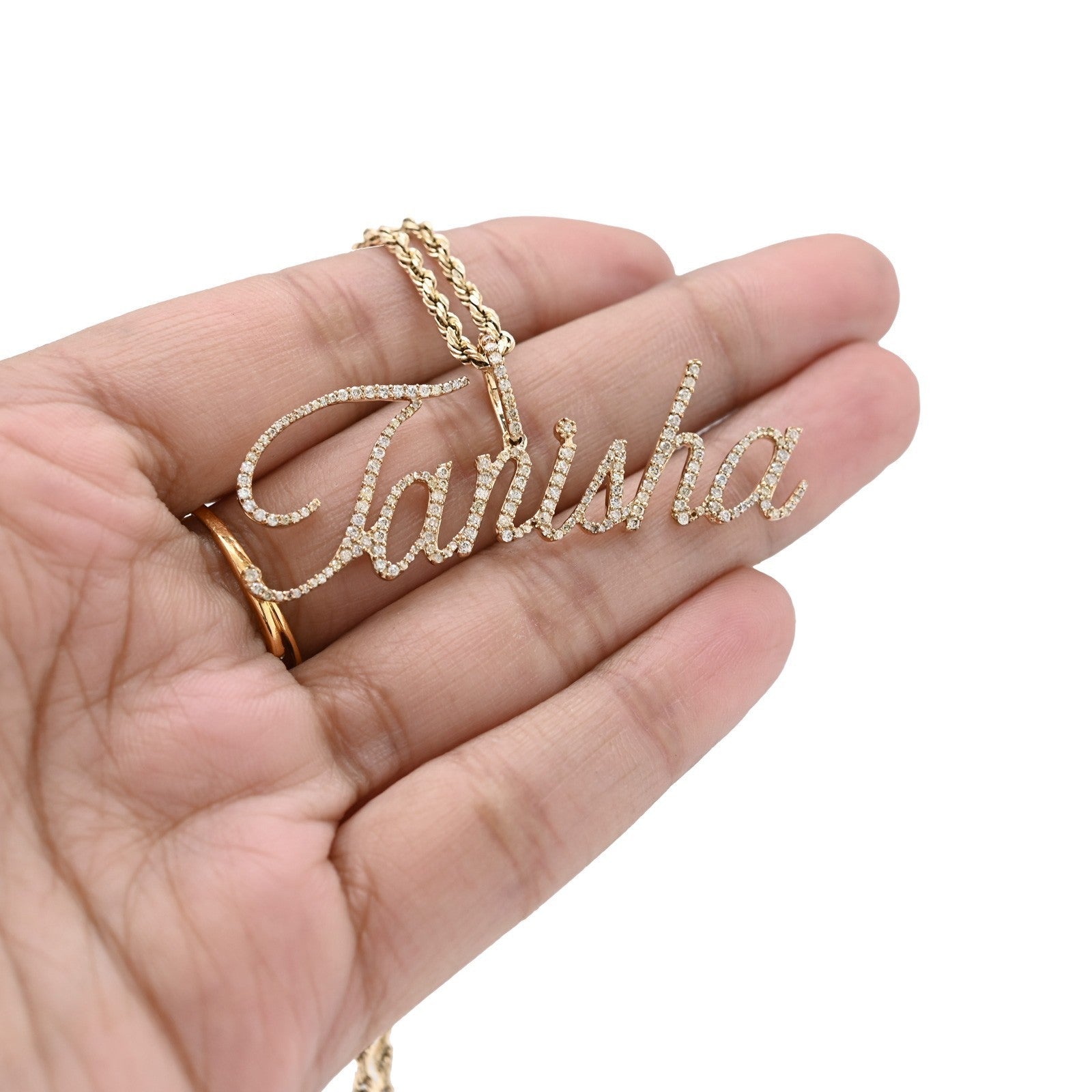 10k Yellow Gold 1.25CTW Natural Diamond "Tanisha" Name Letter Pendant 3.6g Charm - Elite Jewelers - Charms & Pendants